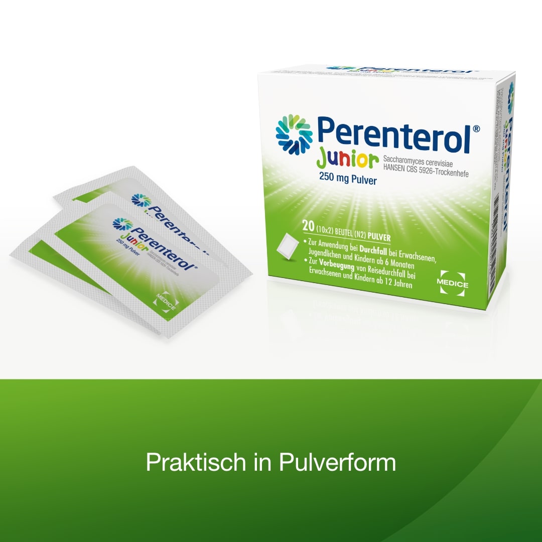 Perenterol Junior 250 mg bei akutem Durchfall und zur Vorbeugung 20 Stück