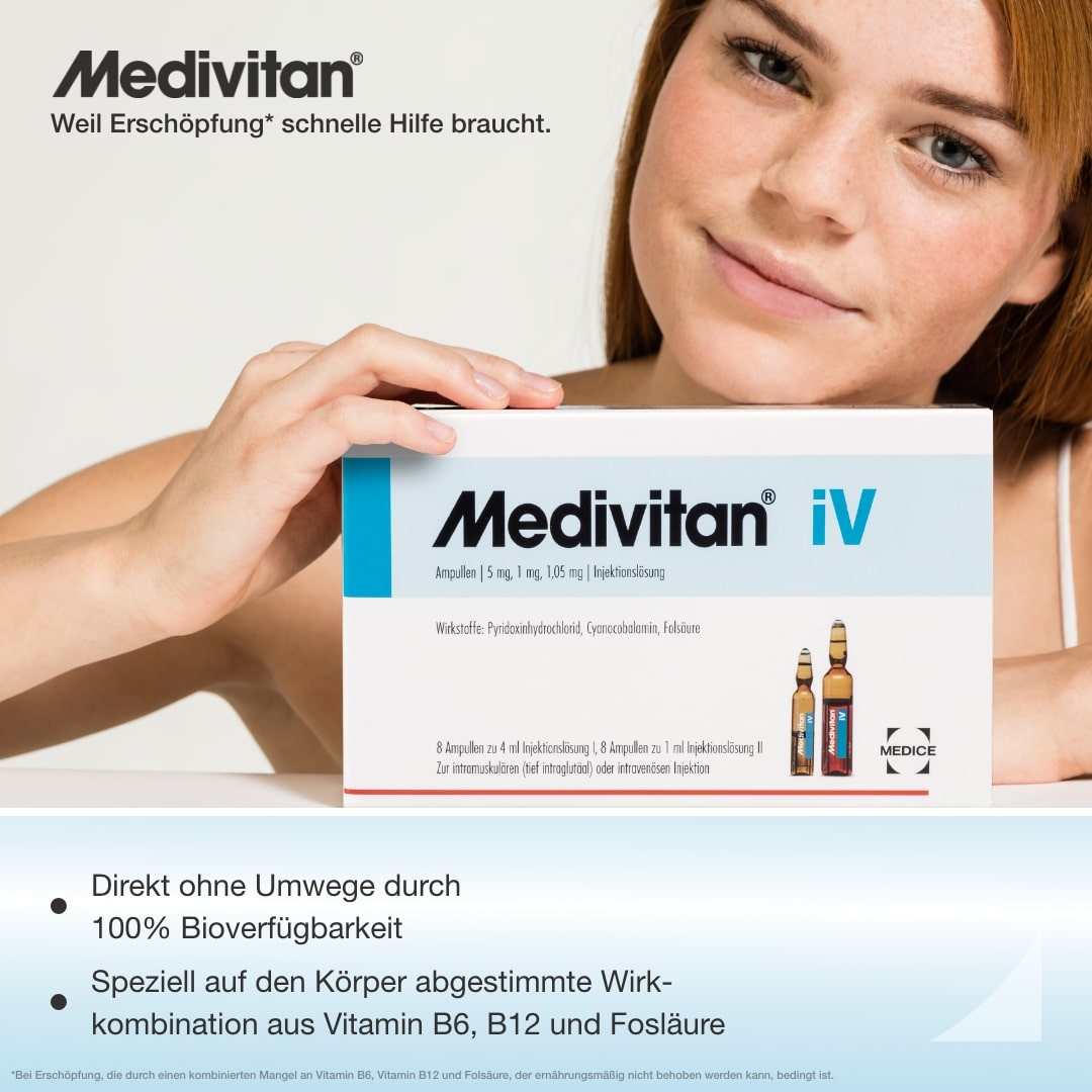 Medivitan iV Ampullen bei Erschöpfung durch Vitamin-Mangel 8 Stück